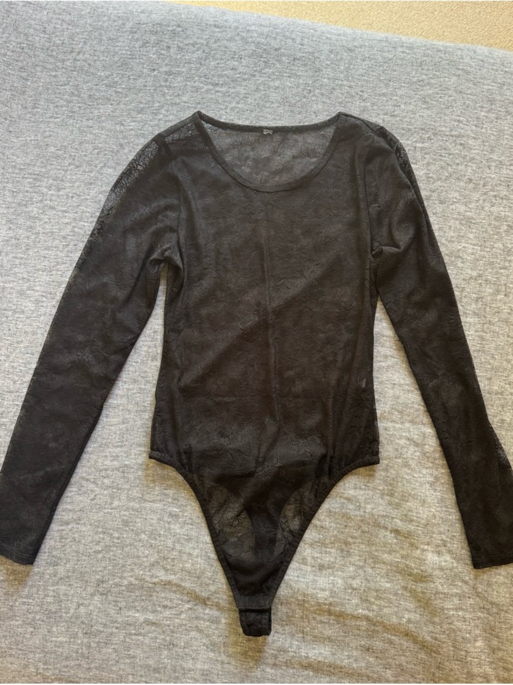 Black Long Sleeve Lace Bodysuit